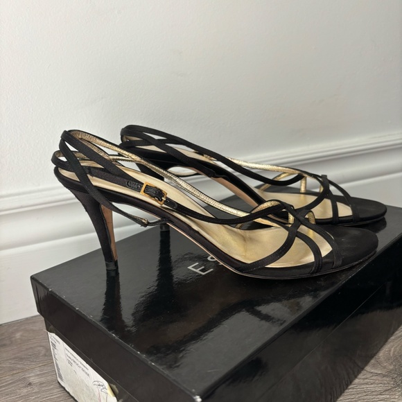 Escada Black Satin Strappy Heels – Size 38 – In Box - Picture 4 of 5